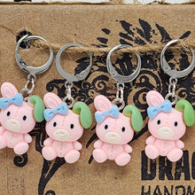 Load image into Gallery viewer, Little Pink Bunnies Stitch Markers - set of 5