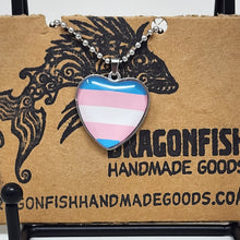 Load image into Gallery viewer, Enamel/Glass Trans Pride Flag Necklace