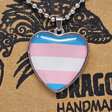Load image into Gallery viewer, Enamel/Glass Trans Pride Flag Necklace