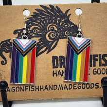 Load image into Gallery viewer, Enamel Progress Pride Flag Earrings
