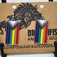 Load image into Gallery viewer, Enamel Progress Pride Flag Earrings