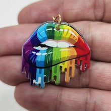 Load image into Gallery viewer, Dripping Rainbow Lips Earrings