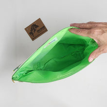 Load image into Gallery viewer, Freehand Machine Embroidered Brocade Tablecloth + Rainbow Psychedelic Cannabis 14.5x11, 10x11, 8x9 Upcycled Project Bags - hand-dyed