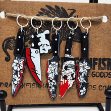 Load image into Gallery viewer, Halloween Bloody Knives Stitch Markers - set of 5
