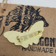 Load image into Gallery viewer, Beautiful Large Floral Moth Pin - Yellow & Black