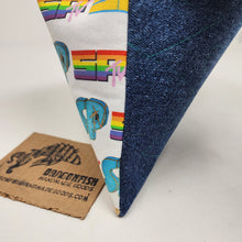 Load image into Gallery viewer, CUSTOM PRE-ORDER: Freehand Machine Embroidered Denim Jeans + SPTV Custom Logo Upcycled 10.5x8 Clutch bag - hand-dyed