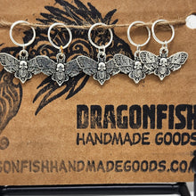 Load image into Gallery viewer, Halloween Death Head Moth Stitch Markers - set of 5