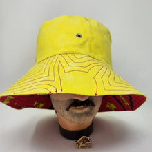 Load image into Gallery viewer, Hand-Dyed Muslin Drape + Mysterious Creatures Fabric Upcycled Reversible Bucket Hat - Medium