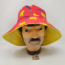 Load image into Gallery viewer, Hand-Dyed Muslin Drape + Mysterious Creatures Fabric Upcycled Reversible Bucket Hat - Medium