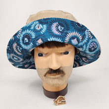 Load image into Gallery viewer, Corduroy Pants + Floral Block Print Remnant Upcycled Reversible Bucket Hat - Small