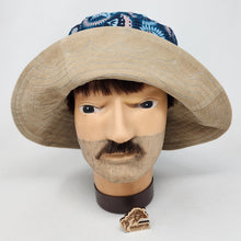 Load image into Gallery viewer, Corduroy Pants + Floral Block Print Remnant Upcycled Reversible Bucket Hat - Small