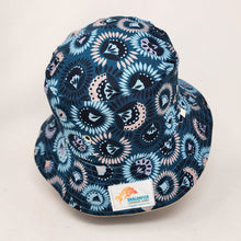 Load image into Gallery viewer, Corduroy Pants + Floral Block Print Remnant Upcycled Reversible Bucket Hat - Small