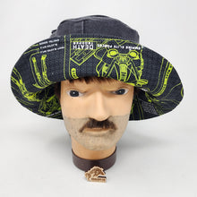 Load image into Gallery viewer, Dark Gray Stretch Denim Jeans + SciFi Villain Upcycled Reversible Bucket Hat - Small