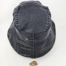 Load image into Gallery viewer, Dark Gray Stretch Denim Jeans + SciFi Villain Upcycled Reversible Bucket Hat - Small

