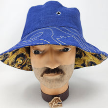 Load image into Gallery viewer, Ikea Drape + DW Exploding Police Box Upcycled Reversible Bucket Hat - Medium
