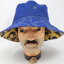 Load image into Gallery viewer, Ikea Drape + DW Exploding Police Box Upcycled Reversible Bucket Hat - Medium