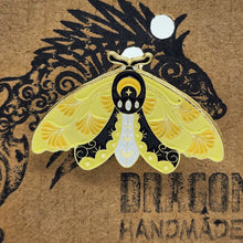 Load image into Gallery viewer, Beautiful Large Floral Moth Pin - Yellow & Black