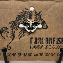 Load image into Gallery viewer, Moon Phase  Moth Pin - Black, White & Gold