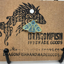 Load image into Gallery viewer, Moon Moth Pin - Teal, Turquoise, & Gold