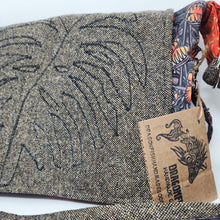 Load image into Gallery viewer, Freehand Machine Embroidered Vintage Men's Suit + Venus Fly Trap Upcycled Messenger Bag
