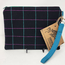 Load image into Gallery viewer, Freehand Machine Embroidered Pea Coat Wool + Lunch Ladies Upcycled 10.5x8 Clutch bag