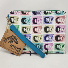 Load image into Gallery viewer, Freehand Machine Embroidered Pea Coat Wool + Lunch Ladies Upcycled 10.5x8 Clutch bag