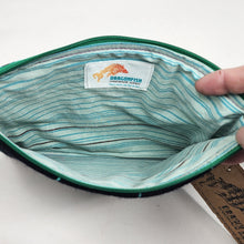 Load image into Gallery viewer, Freehand Machine Embroidered Pea Coat Wool + Lunch Ladies Upcycled 10.5x8 Clutch bag