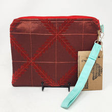 Load image into Gallery viewer, Freehand Machine Embroidered Upholstery Remnant + Bullseye Moth Upcycled 10.5x8 Clutch bag - hand-dyed