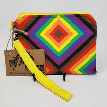 Load image into Gallery viewer, Freehand Machine Embroidered Denim + Rainbow 8x6.5 Notions Clutch - hand-dyed