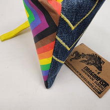 Load image into Gallery viewer, Freehand Machine Embroidered Denim + Rainbow 8x6.5 Notions Clutch - hand-dyed