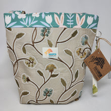 Load image into Gallery viewer, Freehand Machine Embroidered High-end Drapery + Rabbits & Tulips Upcycled Tote Bag