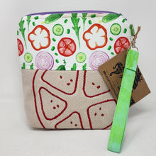 Load image into Gallery viewer, Freehand Machine Embroidered Highend Restaurant Napkin + Vegetables 8x9 Project Bag - hand-dyed