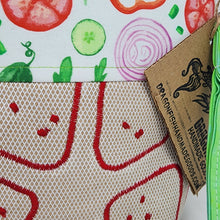 Load image into Gallery viewer, Freehand Machine Embroidered Highend Restaurant Napkin + Vegetables 8x9 Project Bag - hand-dyed