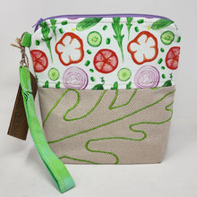 Load image into Gallery viewer, Freehand Machine Embroidered Highend Restaurant Napkin + Vegetables 8x9 Project Bag - hand-dyed