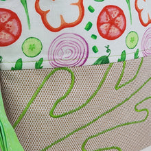 Load image into Gallery viewer, Freehand Machine Embroidered Highend Restaurant Napkin + Vegetables 8x9 Project Bag - hand-dyed