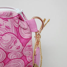 Load image into Gallery viewer, Freehand Machine Embroidered Leopard Canvas Remnant + OOP Barbie fabric 14.5x11 Upcycled Project Bag - hand-dyed