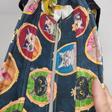 Load image into Gallery viewer, Freehand Machine Embroidered Brocade Upholstery Remnant + Cats in Clothes Upcycled Tote Bag