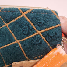 Load image into Gallery viewer, Freehand Machine Embroidered Felted Sweater + Happy Dogs 8x6.5 Notions Clutch - hand-dyed