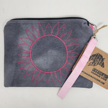 Load image into Gallery viewer, Freehand Machine Embroidered Ikea sofa cover + Pink Peni Upcycled 10.5x8 Clutch bag - hand-dyed