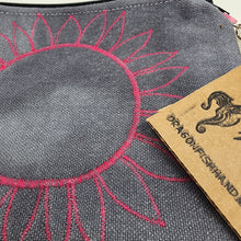 Load image into Gallery viewer, Freehand Machine Embroidered Ikea sofa cover + Pink Peni Upcycled 10.5x8 Clutch bag - hand-dyed