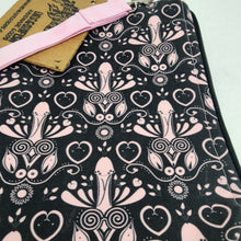 Load image into Gallery viewer, Freehand Machine Embroidered Ikea sofa cover + Pink Peni Upcycled 10.5x8 Clutch bag - hand-dyed