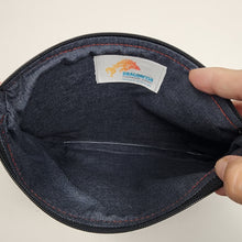 Load image into Gallery viewer, Freehand Machine Embroidered Red Taffeta Drape + Blood Splatter Upcycled 10.5x8 Clutch bag - hand-dyed