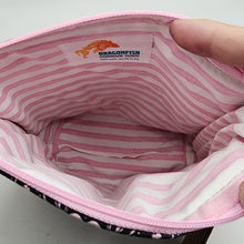 Load image into Gallery viewer, Freehand Machine Embroidered Purple Textured Upholstery Remnant + Pink Peni 8x9 Project Bag