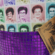 Load image into Gallery viewer, Purple Mirrored Sequin Remnant + Rainbow Lunch Ladies 10x11 Project Bag - hand-dyed