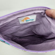 Load image into Gallery viewer, Purple Mirrored Sequin Remnant + Rainbow Lunch Ladies 10x11 Project Bag - hand-dyed