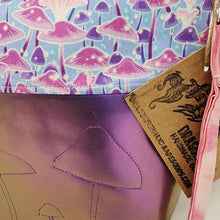 Load image into Gallery viewer, Freehand Machine Embroidered Pleather Remnant + Magic Mushrooms 10x11 Project Bag - hand-dyed