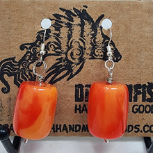 Load image into Gallery viewer, Upcycled from Thrift Store Jewelry - Giant Orange Bead Earrings