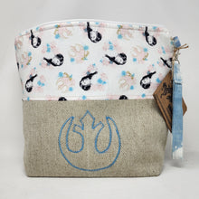 Load image into Gallery viewer, Freehand Machine Embroidered Men's Wool Suit Remnants + Princess 14.5x11 Upcycled Project Bag - hand-dyed