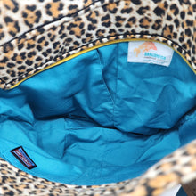 Load image into Gallery viewer, Freehand Machine Embroidered Gold Brocade Remnant + Leopard Flannel Upcycled Tote Bag - hand-dyed