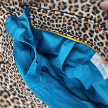 Load image into Gallery viewer, Freehand Machine Embroidered Gold Brocade Remnant + Leopard Flannel Upcycled Tote Bag - hand-dyed